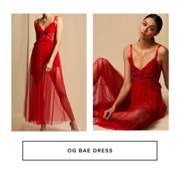 NWT Choosy OG Bae Dress Red Lace Sheer Polka Dot Mesh Sexy Dress Size 18 and 16 - Picture 1 of 10